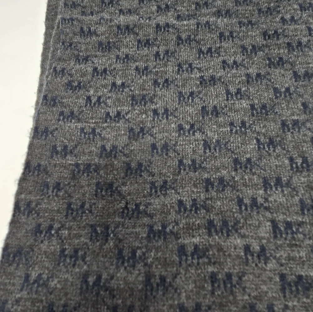 MICHAEL KORS LONG SCARF DARK GREY BLUE MK LOGO PRINT UNISEX MENSWEAR MENS OS